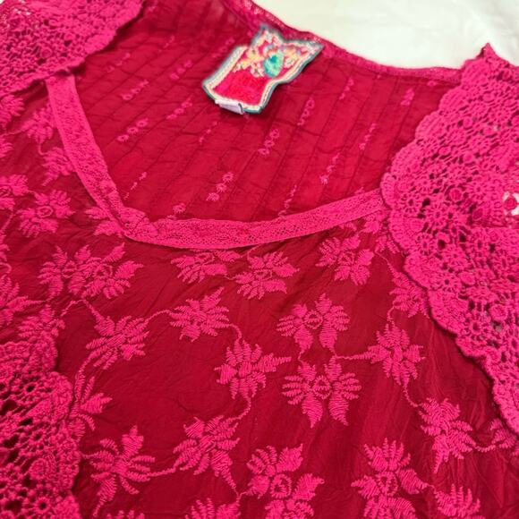 Johnny Was Harper Pink Sleeveless Pleated Tank Blouse size L - Picture 10 of 13